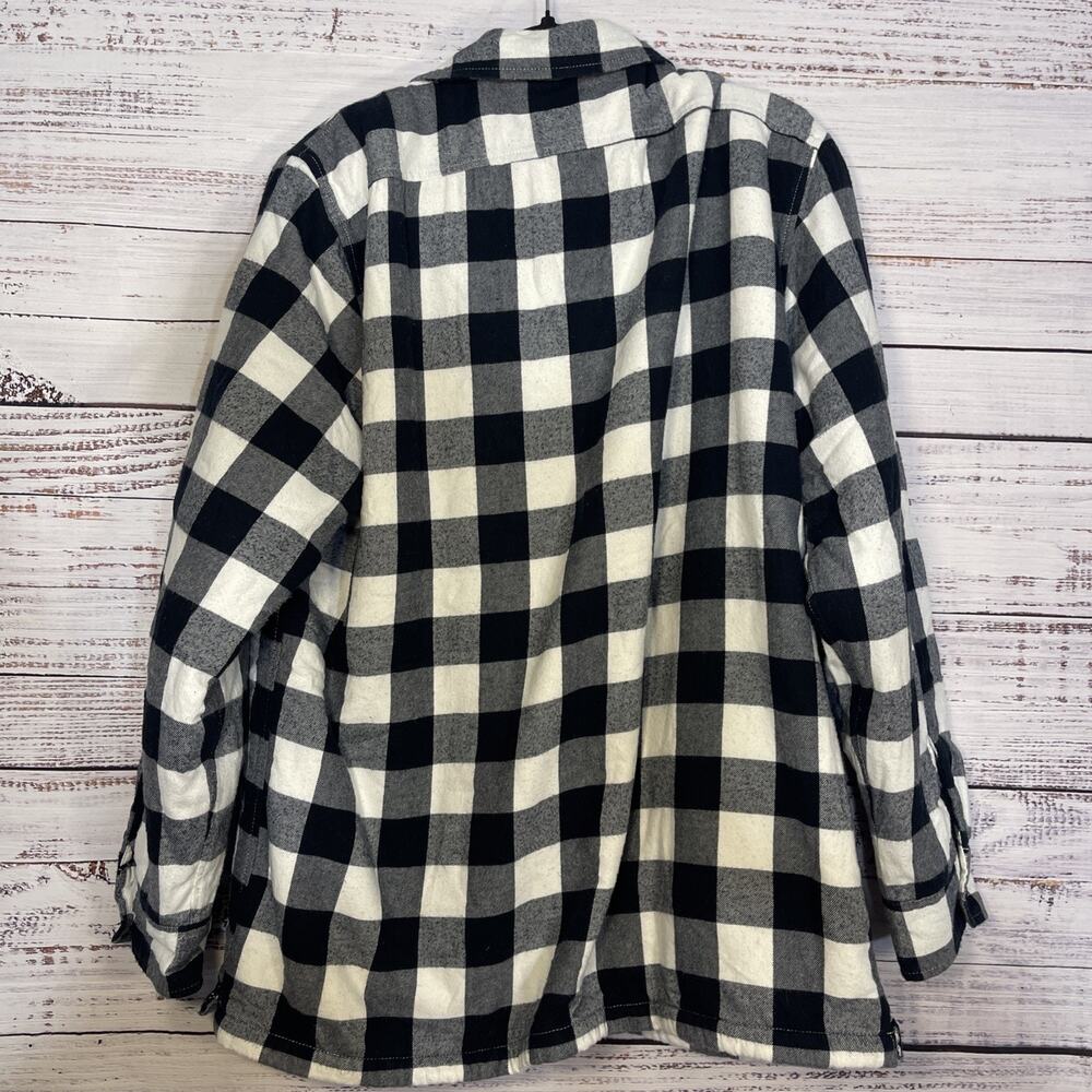 Lands End Plaid Gorpcore Flannel Sherpa Lined Button Down Shirt Large - Picture 7 of 8